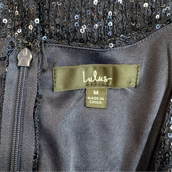 LULUS Weekender Navy Blue Sequin Faux-Wrap Mini Dress Size Medium - Picture 5 of 16